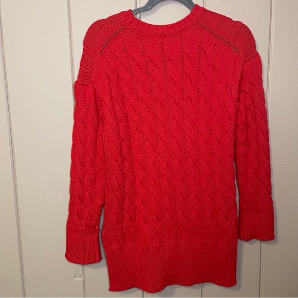 J.Crew Cable Knit Crewneck Sweater Red scarlet Size XS-S classic quiet luxury - Picture 2 of 5